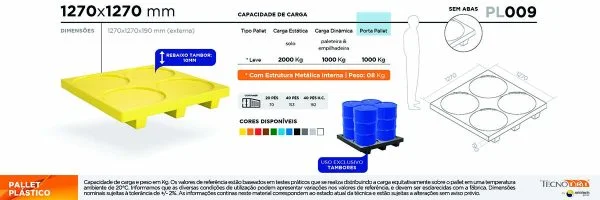 Ficha Técnica PL009 Pallet para tambores