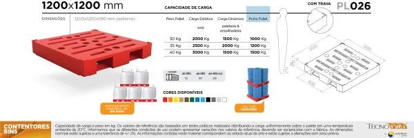 Ficha Técnica PL026 Pallet Plástico para tambores e big bags
