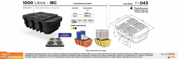 Pallet de Contenção PL043 para Tambores