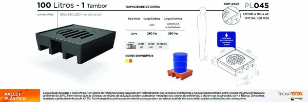 Ficha Técnica PL045 Bacia de Contenção para tambor