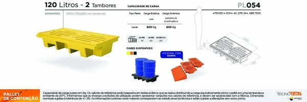Ficha Técnica PL054 bacia de contenção para tambores