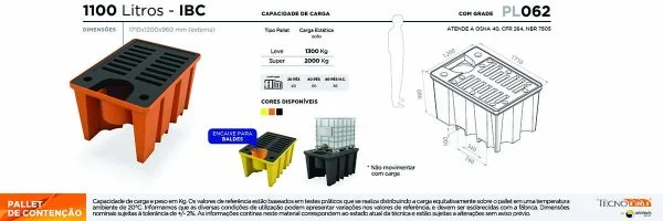 Ficha Técnica PL062 Bacia de Contenção para IBC