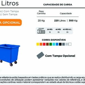 Ficha Técnica Carrinho Multiuso 220 litros