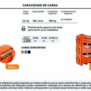 Cofre de carga rotomoldado Tecnotri Parede Dupla 115L