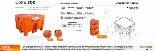 Cofre de Carga 300 litros parede dupla