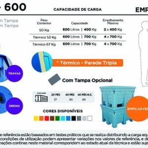 Ficha Técnica Contentor Bins 600 Litros para uva