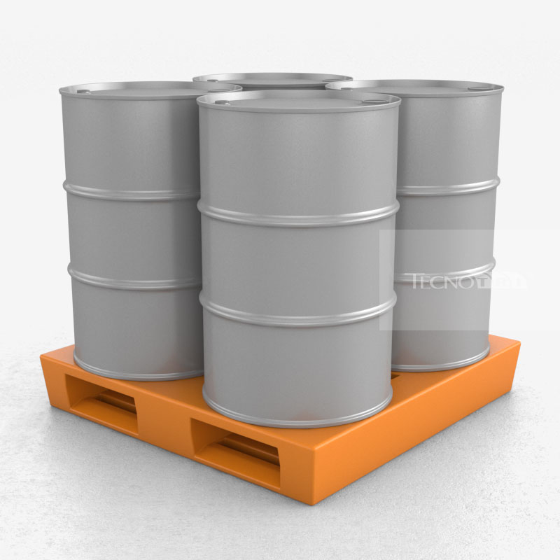 Pallet Plástico PL026 Laranja Tambor Cinza - Tecnotri