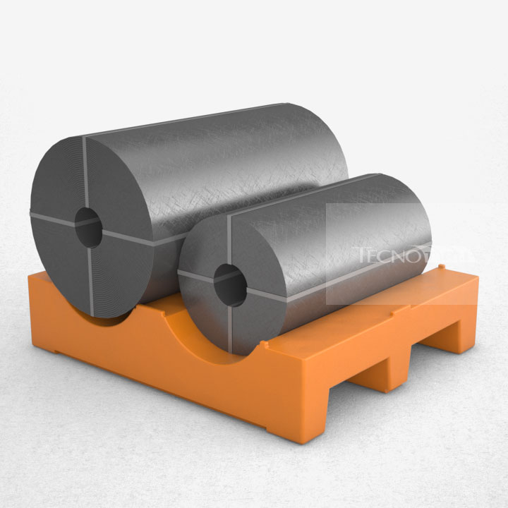 Pallet Plástico PL064 Laranja com Bobinas - Tecnotri