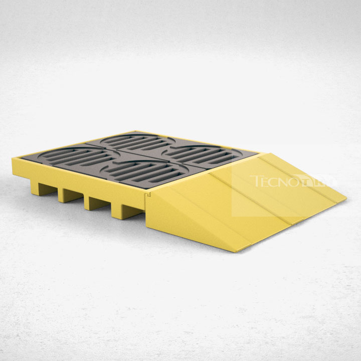 Pallet de Contenção PL042 Amarelo com Rampa - Tecnotri