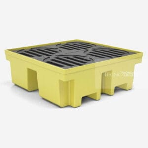 pallet de contenção para 4 tambores da cor amarela