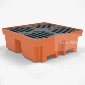 pallet de contenção para 4 tambores da cor laranja