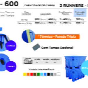 Contentor Bin 600L com Runner