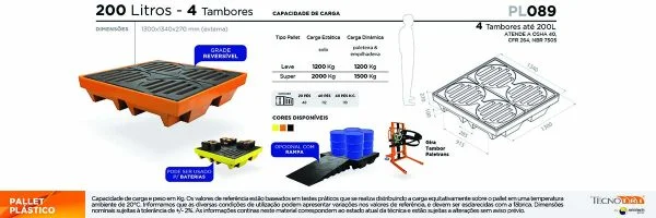 Ficha Técnica PL089 Bacia de Contenção para toneis e baterias