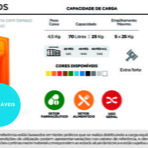Caixa Plástica 70L Ficha Técnica