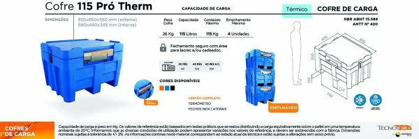 Ficha técnica Cofre 115 Térmico Pró-therm