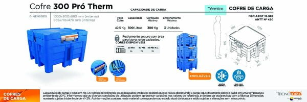 Ficha técnica cofre 300 litros térmico pró-therm