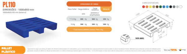 Pallet Plástico 1000x850mm PL110 Monobloco - Imagem 14