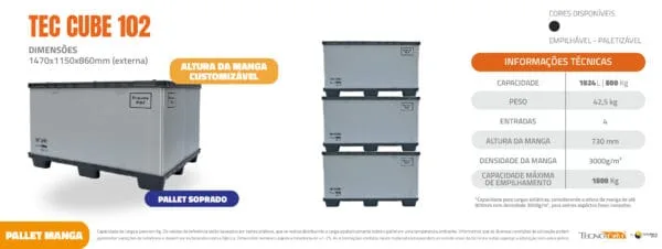 Pallet Manga TecCube 102 - 1470x1150x860mm - Imagem 7